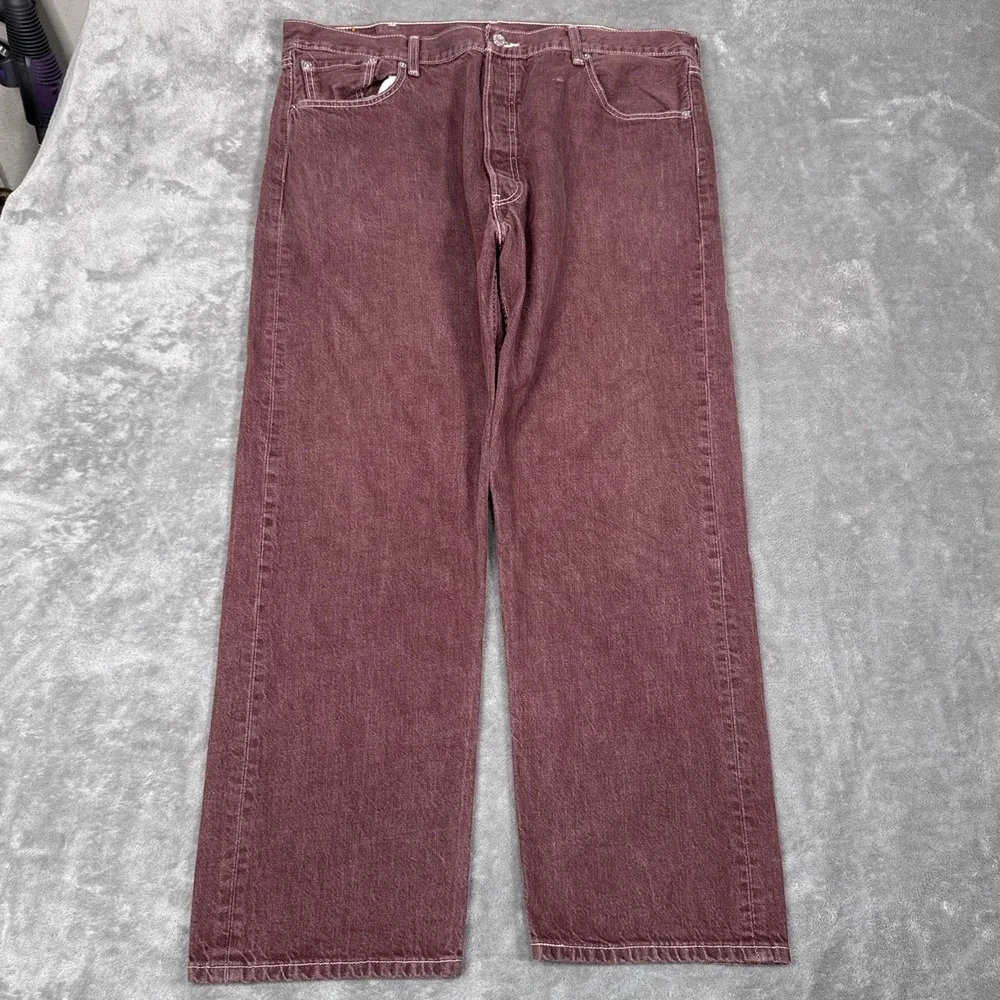 Vintage Levis 501 XX Jeans Mens 42x32 (Fits 40x29) )Burgundy Button Fly Straight - Picture 1 of 11
